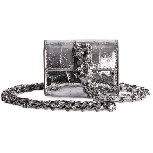 Zadig & Voltaire Silver Croc Embossed Phone Wallet Wristlet and AirPod Case Set - Picture 8 of 16
